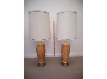 Pair Of Large Mid Century Modern Pottery Lamps