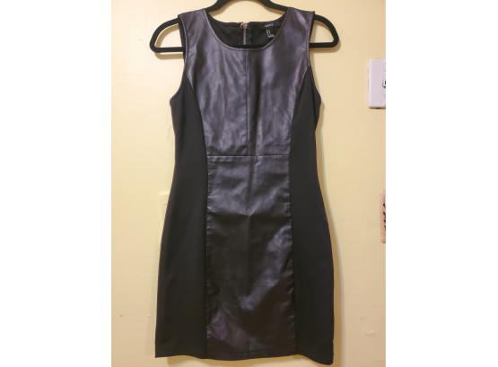 Cute Forever 21 'Little Black Dress' Size Medium - Faux Leather With Back Cutouts