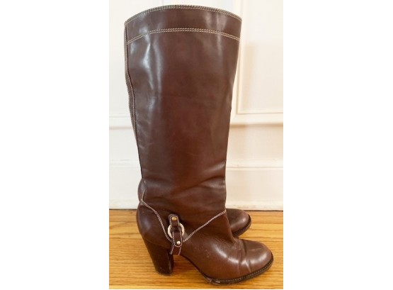 Ladies Michael Kors Brown Leather Full Zip Boots - Size 10M