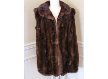 Fabulous Vintage Peter Duffy New York Brown Mink Ladies Zipper Front Fur Vest / Large
