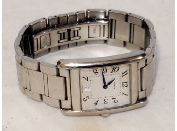Ladies COACH Stainless Steel Link Watch W/black Numbers, Date Window  & White Face