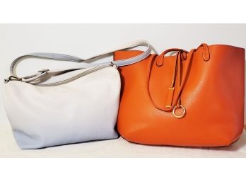 Two Faux Leather Ladies Purses - Pixie Mood Gray & Blue Ombre & Unbranded Orange Bag
