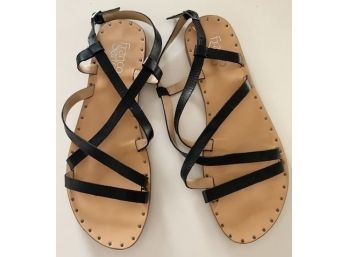 Ladies Franco Sarto Strappy Black Leather Sandals - Size 9.5
