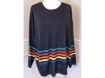Hyped Unicorn Rainbow Stripe Black Sweater / Large
