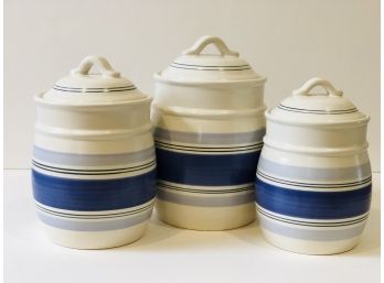 Lot Of Three Large Kitchen Or Pantry Canisters - Pfaltzgraff Rio Cannister Set