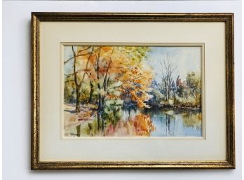 Original, Signed,  Central Park Watercolor - Framed Abraham And Straus Inc - Martens