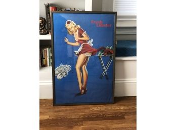 Pinup Girl POP Art Poster - Large Retro Fresh Lobster Poster -