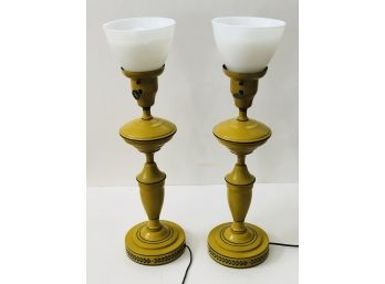 Lot Of Two Mid Century Lamps - Mustard Yellow