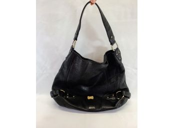 Authentic Michael Kors  Hobo Style Black Leather With Gold Accents