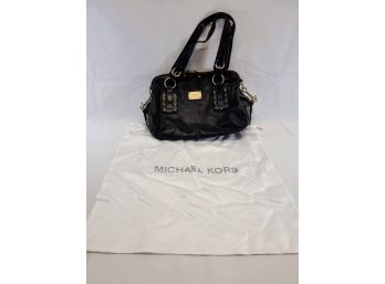 Authentic Gold Studded Black Leather Michael Kors Bag
