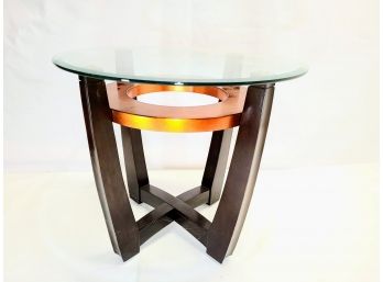 Black And Bronze Toned Glass Top Accent/ End Table