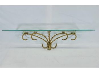 Glass Shelf With Brass Toned Wall Sconce Holder