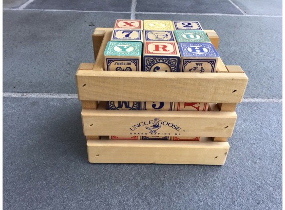 Twenty--seven Uncle Goose Wooden Blocks In Wooden Crate