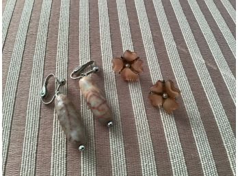 Two Pairs Of Earrings In Shades Of Pink - Lot #2