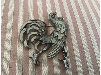 Vintage Silvered Rooster Pin