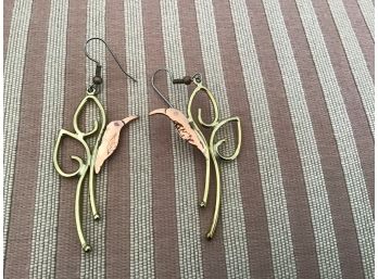 Signed Hand Crafted Copper And Brass Earrings