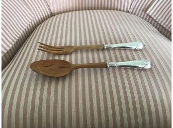 Sterling Silver Handled Serving Pieces - A Salad Fork And Spoon