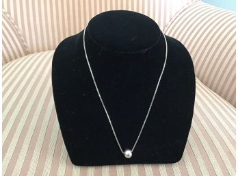 Sterling Silver Necklace Centered With A  Florentined Round