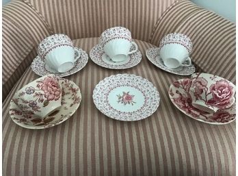 Five Sets Of Johnson Bros. Floral Cups And Saucers
