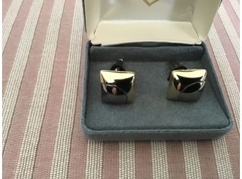 Gold Tone And Silvered Cuff Links In Original Box