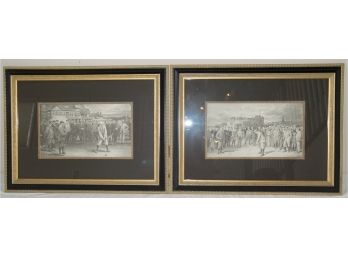 Pair Of Framed Black & White Golf Prints