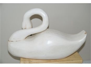 Lot Of Two Hand Carved Wood Swan Decoys