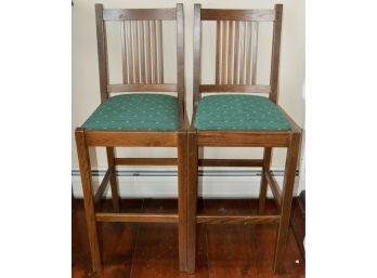 Pair Of Upholstered Bar Stools By S. Bent & Bros
