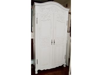 Large Distressed White Armoire