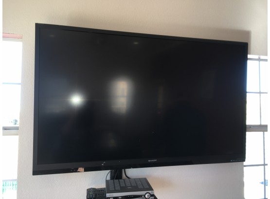 Older 65 Sharp Flat Screen TV - Works - Upstairs, Mounted To Wall