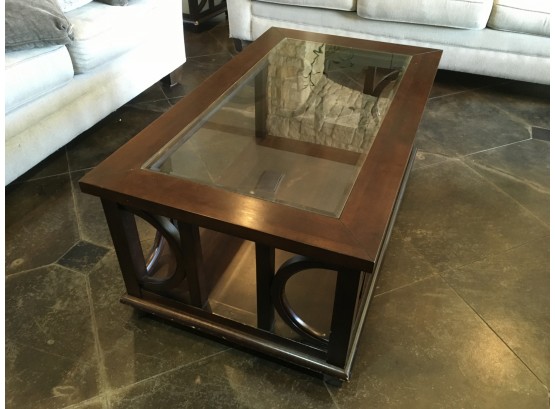 Wood And Glass Top Coffee Table