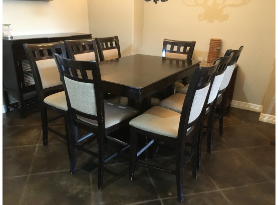 Dark Brown Counter Height Dining Table And 8 Chairs
