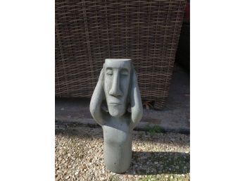 Hollow Stone Patio Figure Man With Hands Over Ears