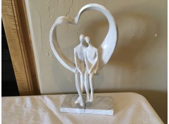 White Pier One Figure Of Man And Woman In Heart