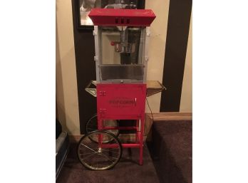 Matinee Movie Antique Red Popcorn Machine With Cart