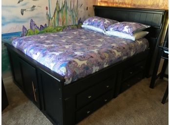 Black Storage Bed With Display Headboard Mattresss Included
