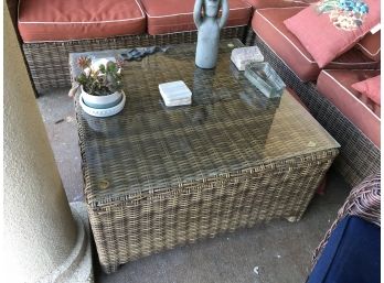 Wicker Coffee Table With Glass Top 32 X 32 X 18