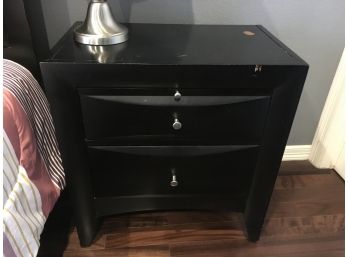 Pair Of Black Night Stands With 2 Drawers And Pull Out Tray