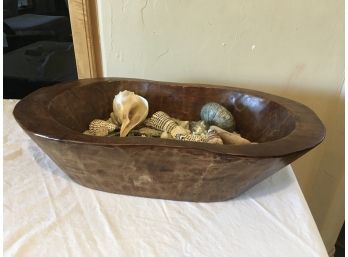 Decorative Wood Dough Bowl Withsand And Seashells