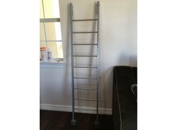 Rolling Aluminum Bookcase Ladder (could Be Used As Magazine Rack)