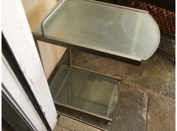 Frosted Glass And Metal Utility Table