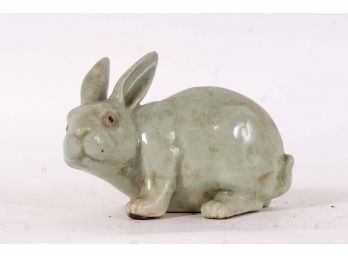 Signed Pottery Rabbit Figurine