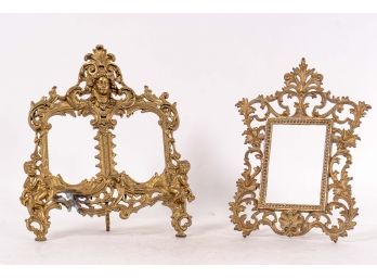 Pair Of Antique Rococo Gilt-bronze Filigree Picture Frames