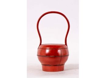 Chinese Red Lacquer Lidded Basket
