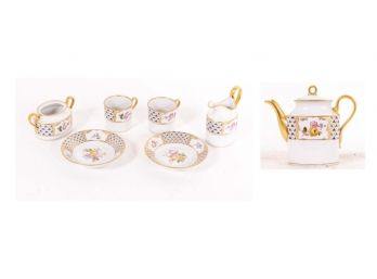 Richard Ginori Gilt Detailed Italian Hand-painted Tea Set, Service For Two