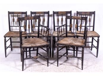 Set Of Six Antique Aesthetic Movement Dining Chairs