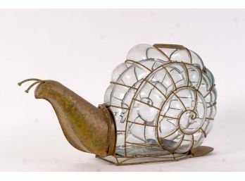 Glass & Metal Mesh Snail Vase