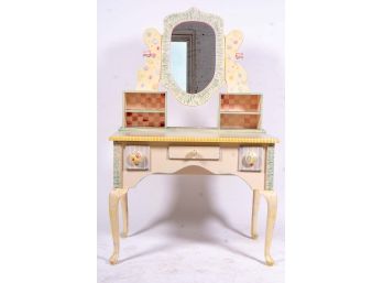 Baer Furniture Painted Mother Goose Vanity With Mirror