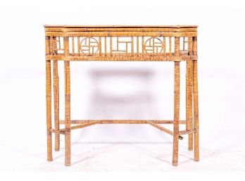 Antique Bamboo Console Table For Restoration