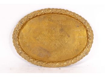 Antique Chased Brass Tray