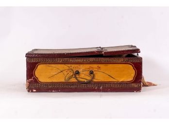Asian Gilt Painted & Leather Lined Stationary Box
